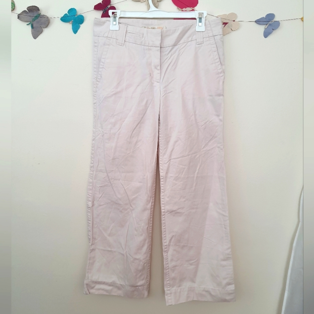 🌿 J. Crew Womens Broken In Chino Wide Leg Twill Pant 4 short
